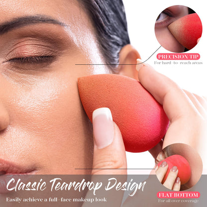 BEAKEY Makeup Sponge Set 5 Pack Micro Porous Low Absorption Soft Latex Free Foundation Beauty Sponges & Blenders for Powder Cream