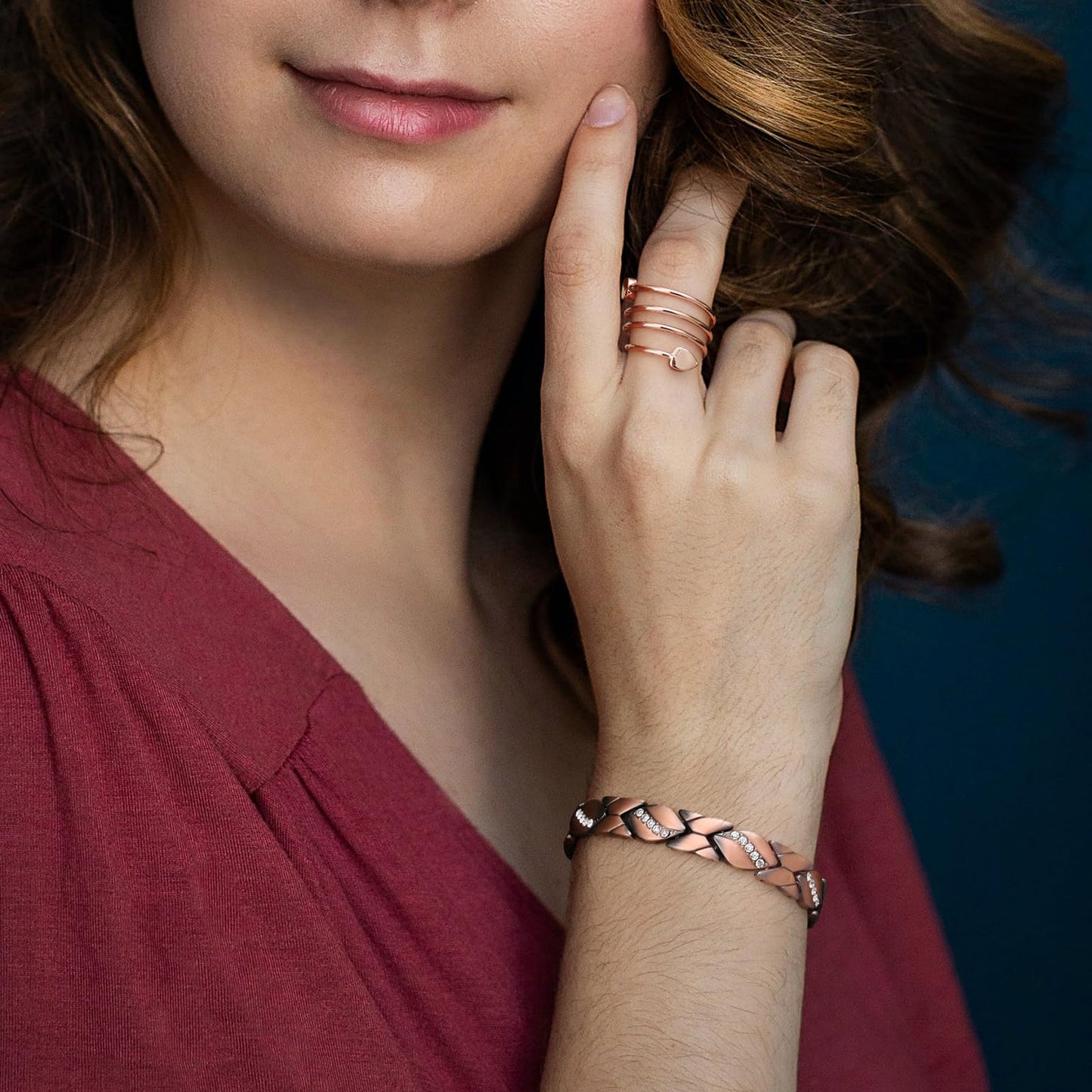 Women's Copper Bracelets ,Ultra Magnetic Bracelets with 3500 Gauss Magnets,Crystal with Sizing Tool