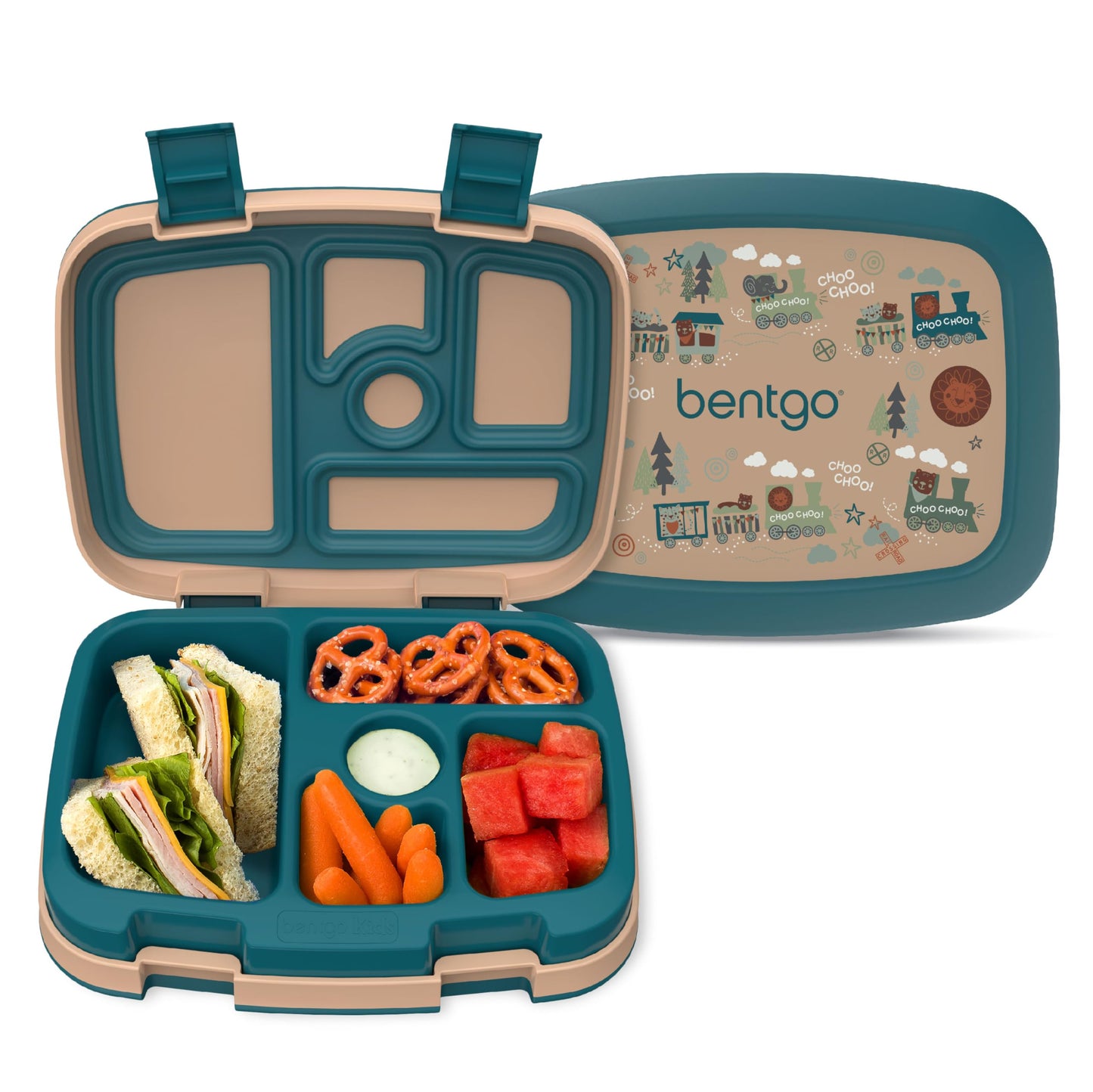 Kids Prints Leak-Proof, 5-Compartment Bento-Style Kids Lunch Box - Ideal Portion Sizes for Ages 3-7, Durable, Drop-Proof, Dishwasher Safe, & PFAS & BPA-Free Materials