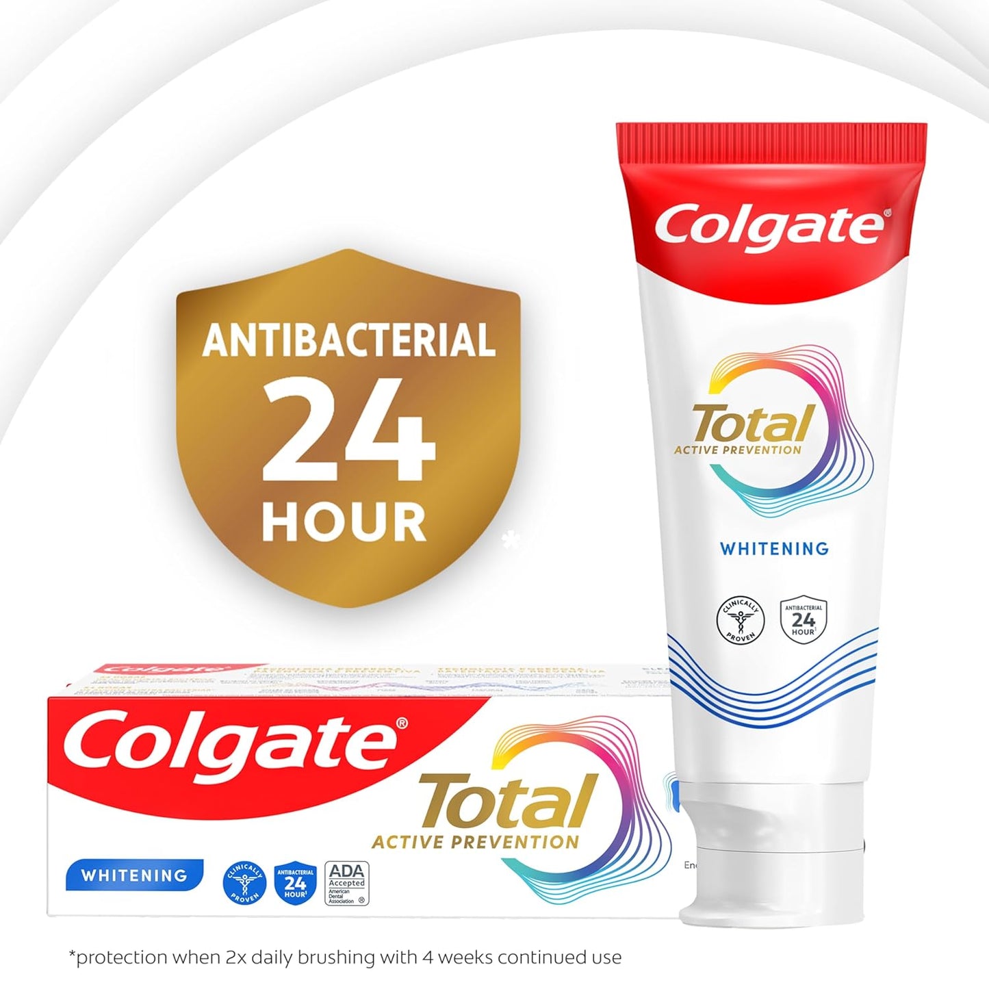 Colgate Total Active Prevention Travel Toothpaste, Whitening Toothpaste with Fluoride, Antibacterial, Mint, Clinically Proven Gum Health, Travel Size 1.4 oz