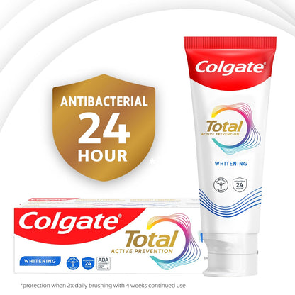 Colgate Total Active Prevention Travel Toothpaste, Whitening Toothpaste with Fluoride, Antibacterial, Mint, Clinically Proven Gum Health, Travel Size 1.4 oz
