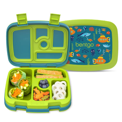Kids Prints Leak-Proof, 5-Compartment Bento-Style Kids Lunch Box - Ideal Portion Sizes for Ages 3-7, Durable, Drop-Proof, Dishwasher Safe, & PFAS & BPA-Free Materials