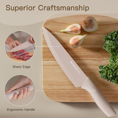 Knife Set, 13 Pieces Kitchen Knives Set with Healthy Anti-Rust Coating, Dishwasher Safe, Stainless Steel Chef Knife Sets with 6 Blade Guards