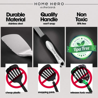 Stainless Steel Kitchen Utensils Set - Heat-Resistant Silicone & Nonstick Tools