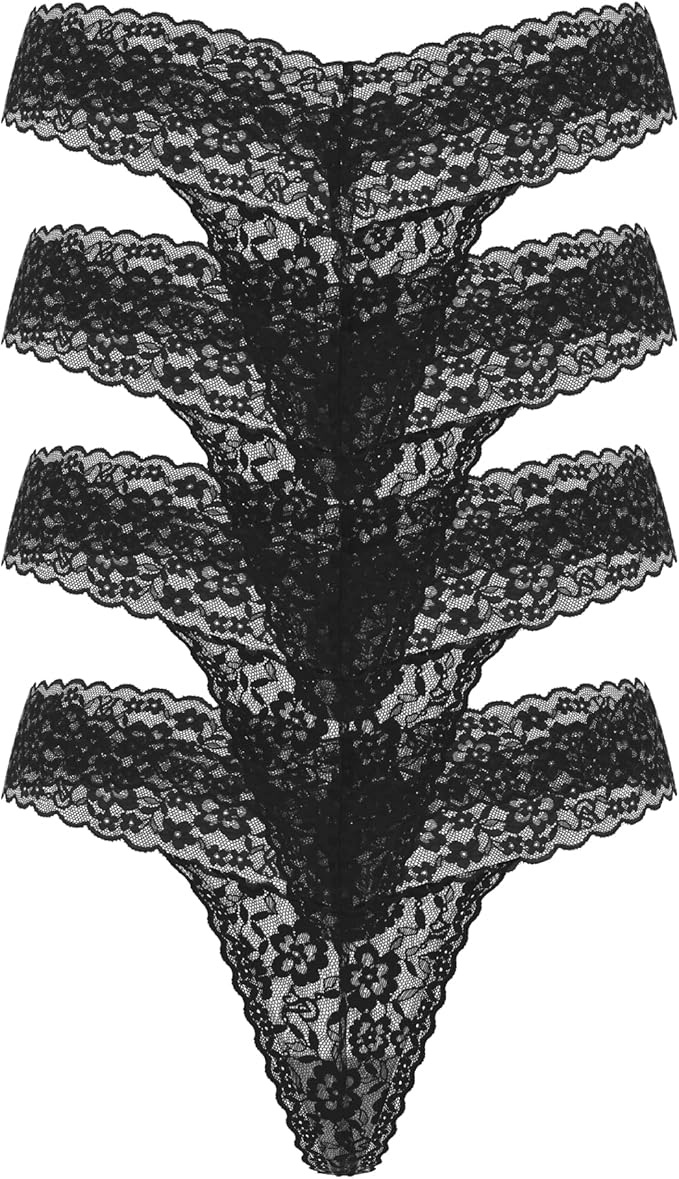 Victoria's Secret Women's Lace Thong Underwear, Panties for Women, Multi Pack