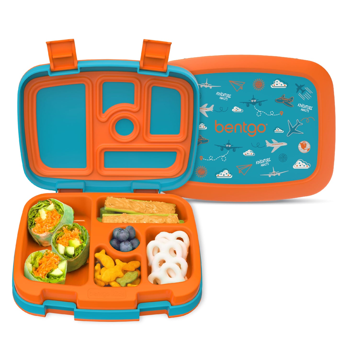 Kids Prints Leak-Proof, 5-Compartment Bento-Style Kids Lunch Box - Ideal Portion Sizes for Ages 3-7, Durable, Drop-Proof, Dishwasher Safe, & PFAS & BPA-Free Materials