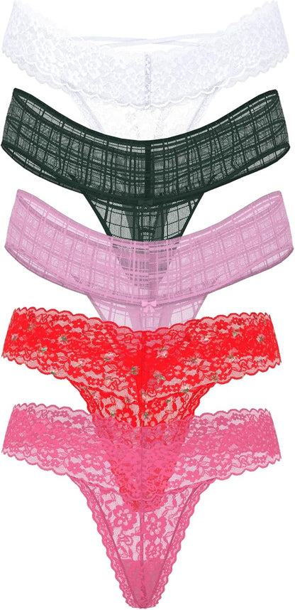 Victoria's Secret Women's Lace Thong Underwear, Panties for Women, Multi Pack
