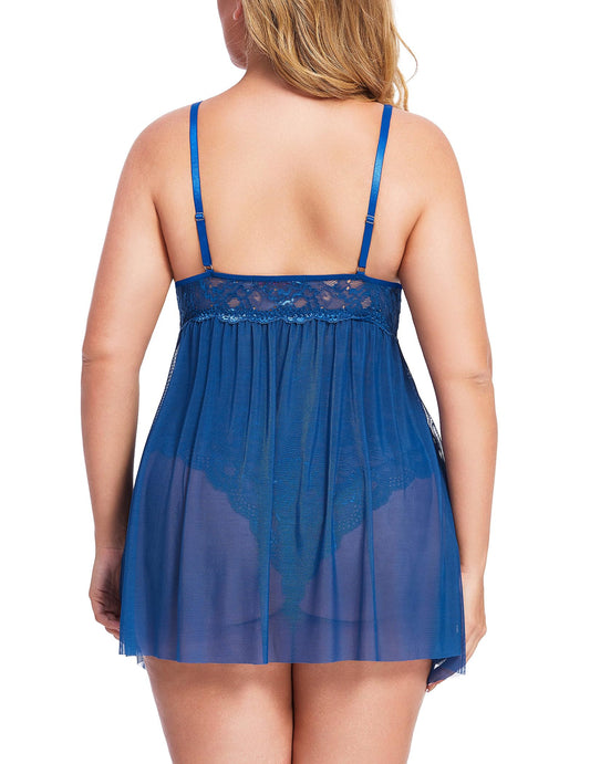 Plus Size Babydoll Womens Snap Crotch Lingerie V Neck Lace Nighty Sleepwear L-5XL