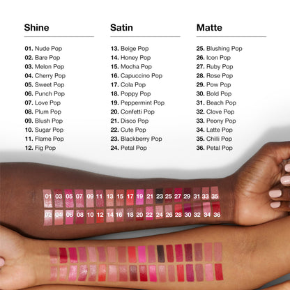 Clinique Pop Longwear Lipstick | Long Lasting, Satin, Matte + Shine | 36 Shades