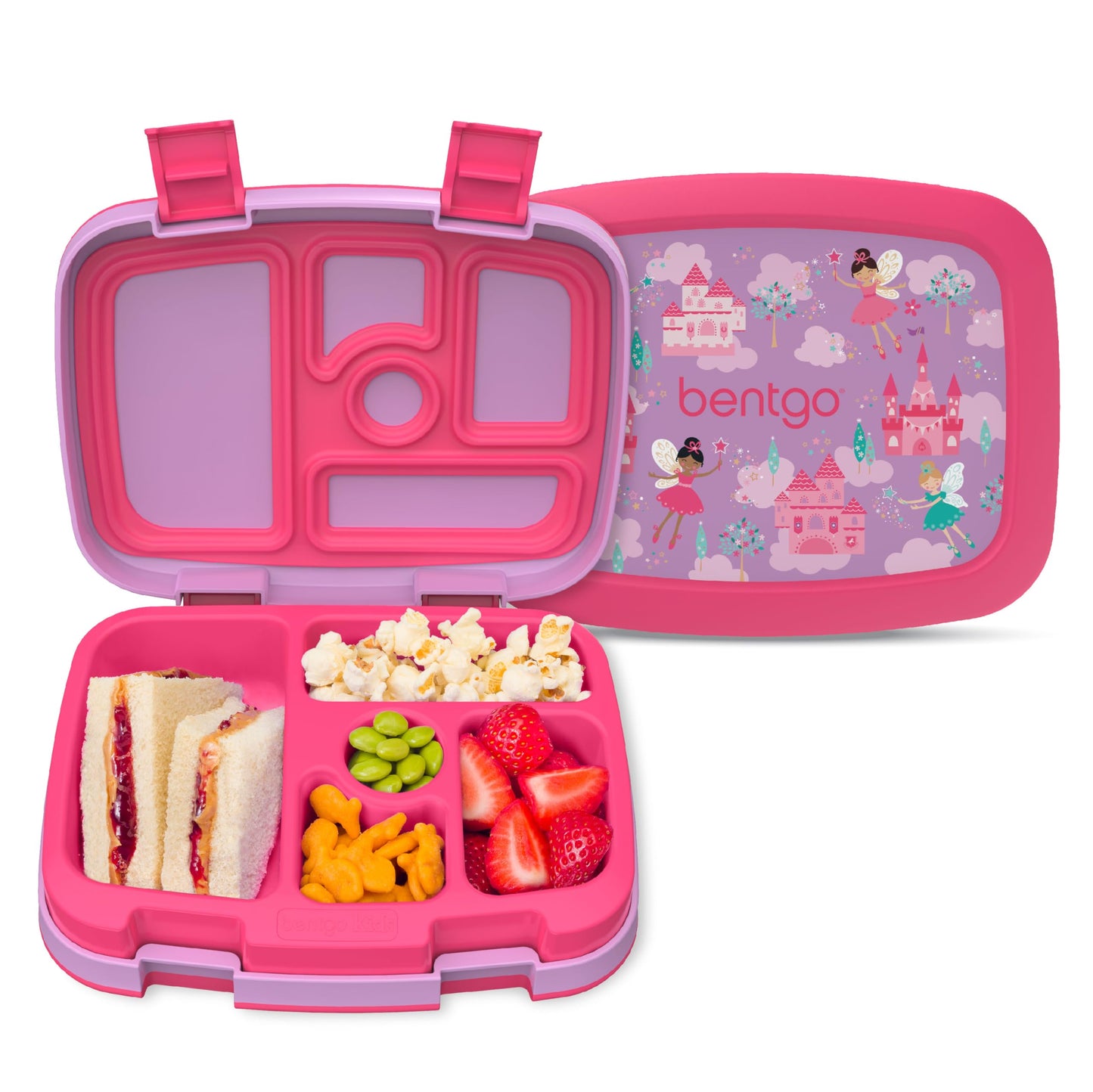 Kids Prints Leak-Proof, 5-Compartment Bento-Style Kids Lunch Box - Ideal Portion Sizes for Ages 3-7, Durable, Drop-Proof, Dishwasher Safe, & PFAS & BPA-Free Materials