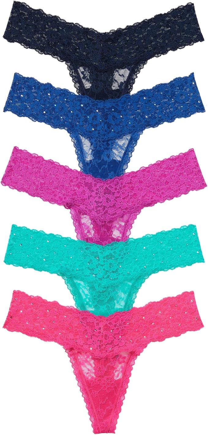 Victoria's Secret Women's Lace Thong Underwear, Panties for Women, Multi Pack