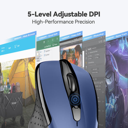 Wireless Mouse, 2.4G Ergonomic Optical Mouse, Computer Mouse for Laptop, PC, Computer, Chromebook, Notebook, 6 Buttons, 24 Months Battery Life, 2600 DPI, 5 Adjustment Levels