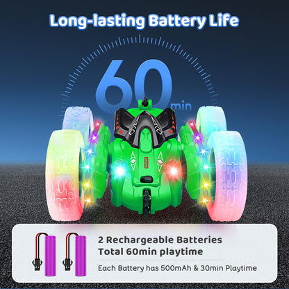 Stunt Car Toy Gift, 4WD Remote Control Car with 2 Sided 360 Rotating Rc Car for Kids