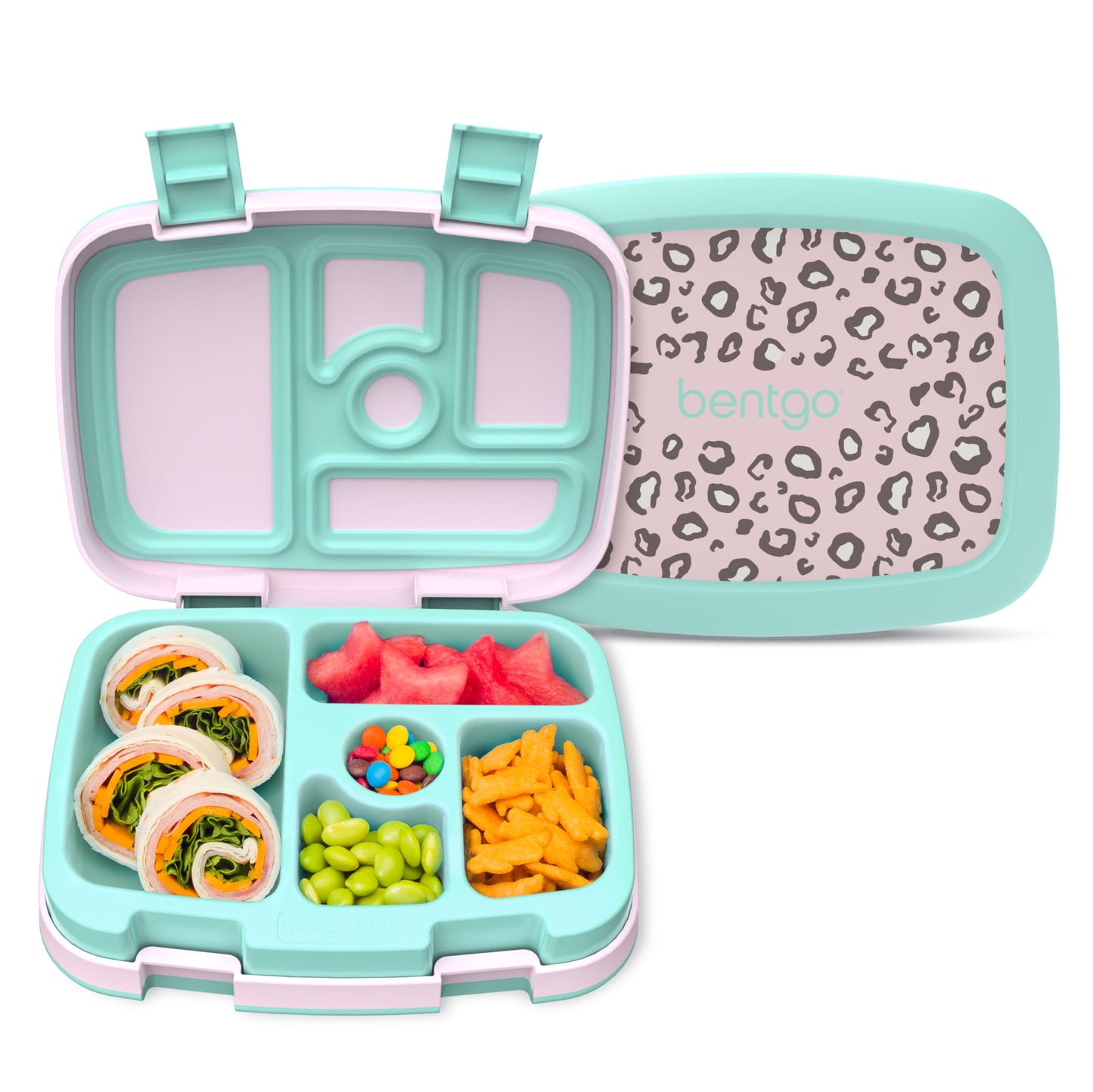 Kids Prints Leak-Proof, 5-Compartment Bento-Style Kids Lunch Box - Ideal Portion Sizes for Ages 3-7, Durable, Drop-Proof, Dishwasher Safe, & PFAS & BPA-Free Materials