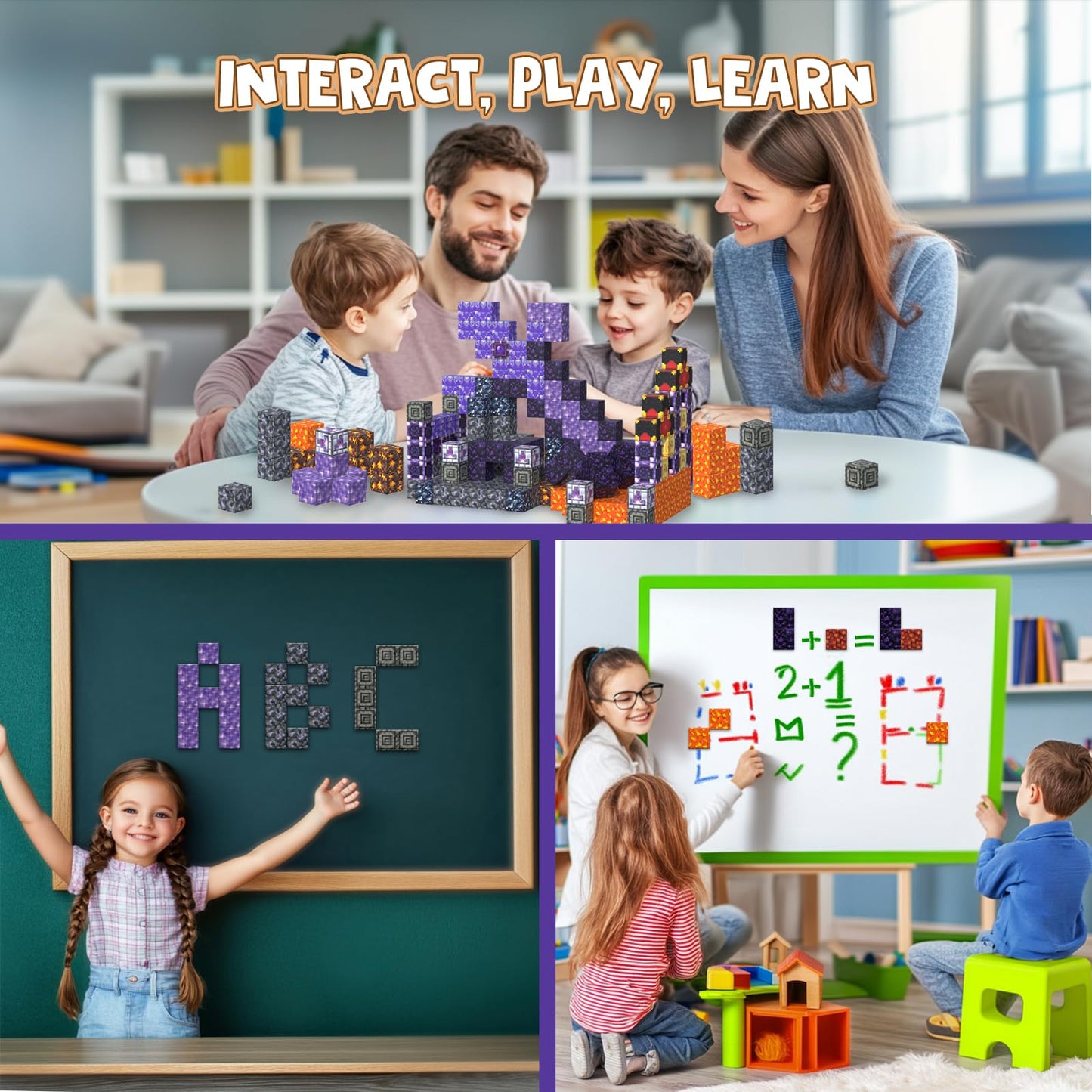 Magnetic Blocks Magnet Building Toys, STEM Building Game Montessori Sensory Toys for Kids Ages 3 to 10 years