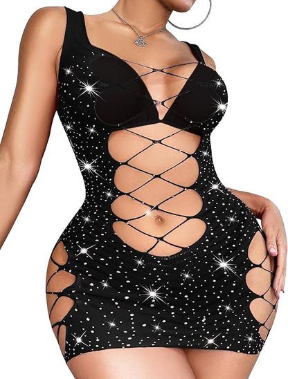 Fishnet Lingerie Mesh Chemise Babydoll Bodysuit Lace Smock Lingerie for Women