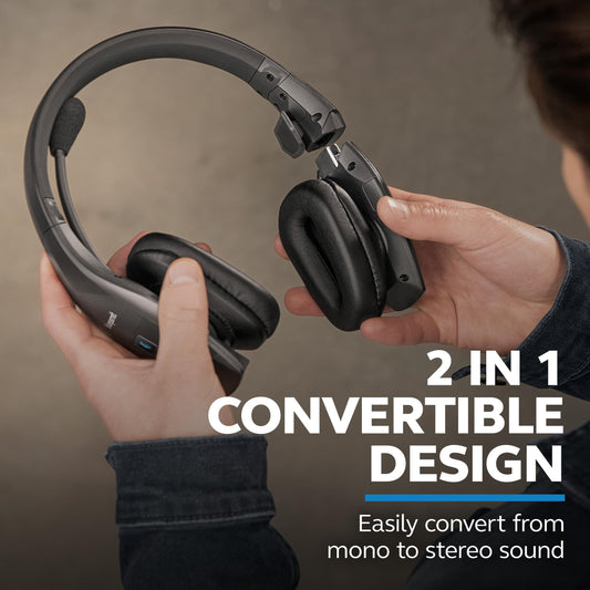 Bluetooth Wireless Headphones 91% Noise Canceling Over Head Trucker Headset with Mic, Lightweight Design with Adjustable Headband, 20 hrs