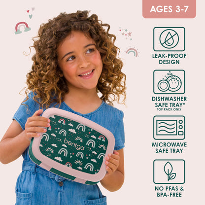 Kids Prints Leak-Proof, 5-Compartment Bento-Style Kids Lunch Box - Ideal Portion Sizes for Ages 3-7, Durable, Drop-Proof, Dishwasher Safe, & PFAS & BPA-Free Materials
