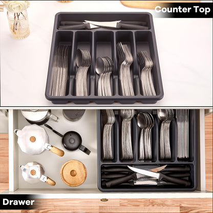 Stainless Steel Flatware with Steak Knives, Forks, Spoons, Knives - Dishwasher Safe for Home or Restaurant