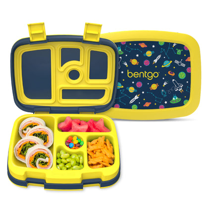 Kids Prints Leak-Proof, 5-Compartment Bento-Style Kids Lunch Box - Ideal Portion Sizes for Ages 3-7, Durable, Drop-Proof, Dishwasher Safe, & PFAS & BPA-Free Materials