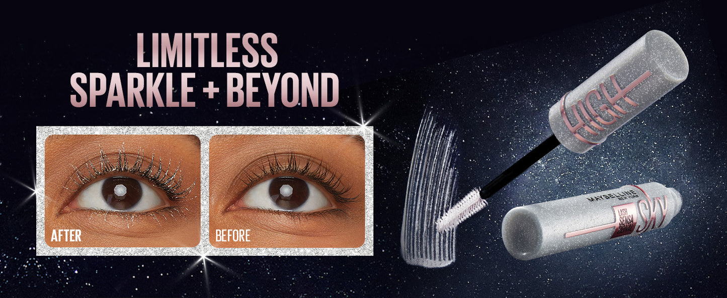 MAYBELLINE Sky High Glitter Mascara, Diamond Effect Eye Makeup for Lashes and Brows