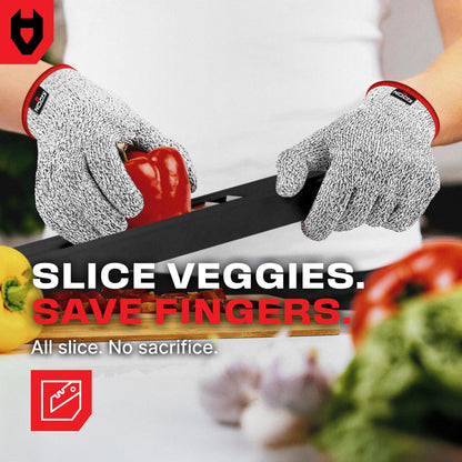 Premium Cut Resistant Gloves Food Grade — 100% Food Safe — Level 5 Meat Cutting Glove for Chefs & Butchers — Perfect Mandoline Glove or Oyster Shucking Gloves with Superior Comfort & Dexterity