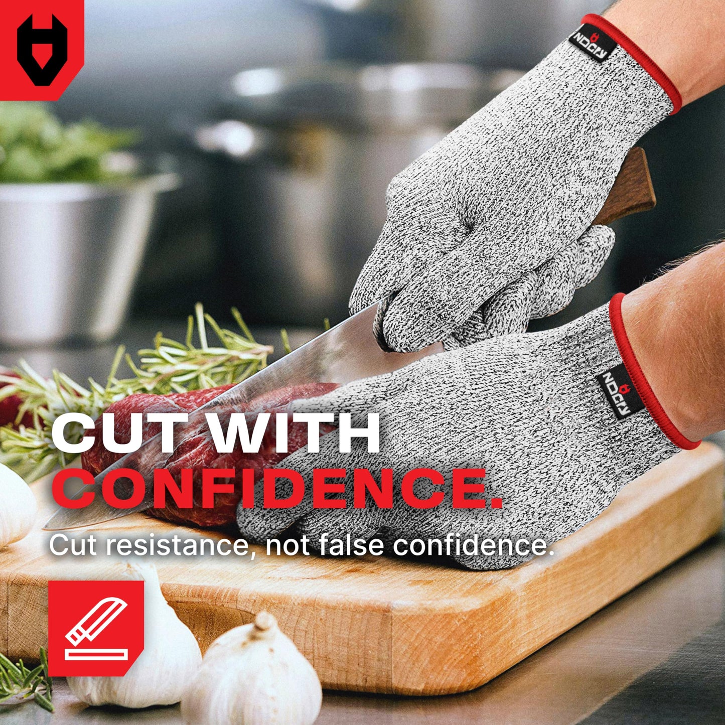 Premium Cut Resistant Gloves Food Grade — 100% Food Safe — Level 5 Meat Cutting Glove for Chefs & Butchers — Perfect Mandoline Glove or Oyster Shucking Gloves with Superior Comfort & Dexterity
