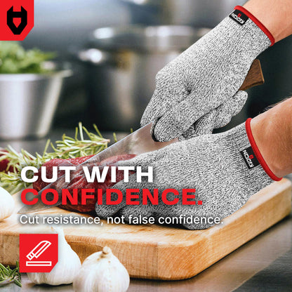 Premium Cut Resistant Gloves Food Grade — 100% Food Safe — Level 5 Meat Cutting Glove for Chefs & Butchers — Perfect Mandoline Glove or Oyster Shucking Gloves with Superior Comfort & Dexterity