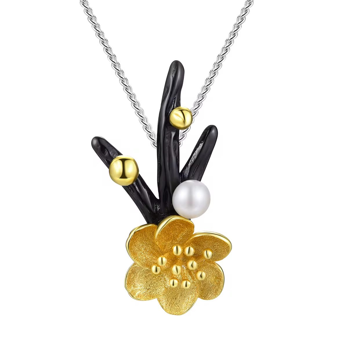 Flower Necklace with Pearl