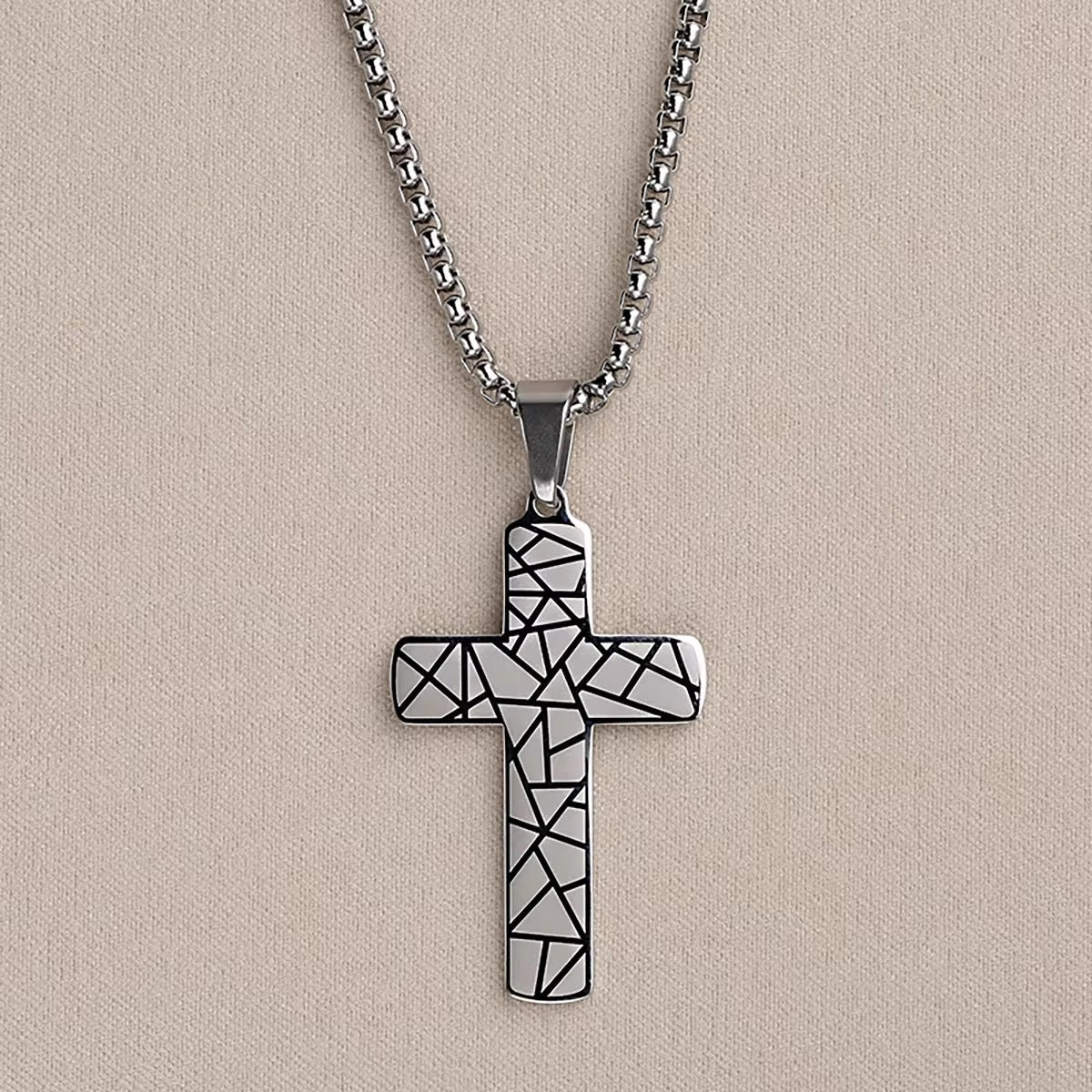Geometric Cross Necklace