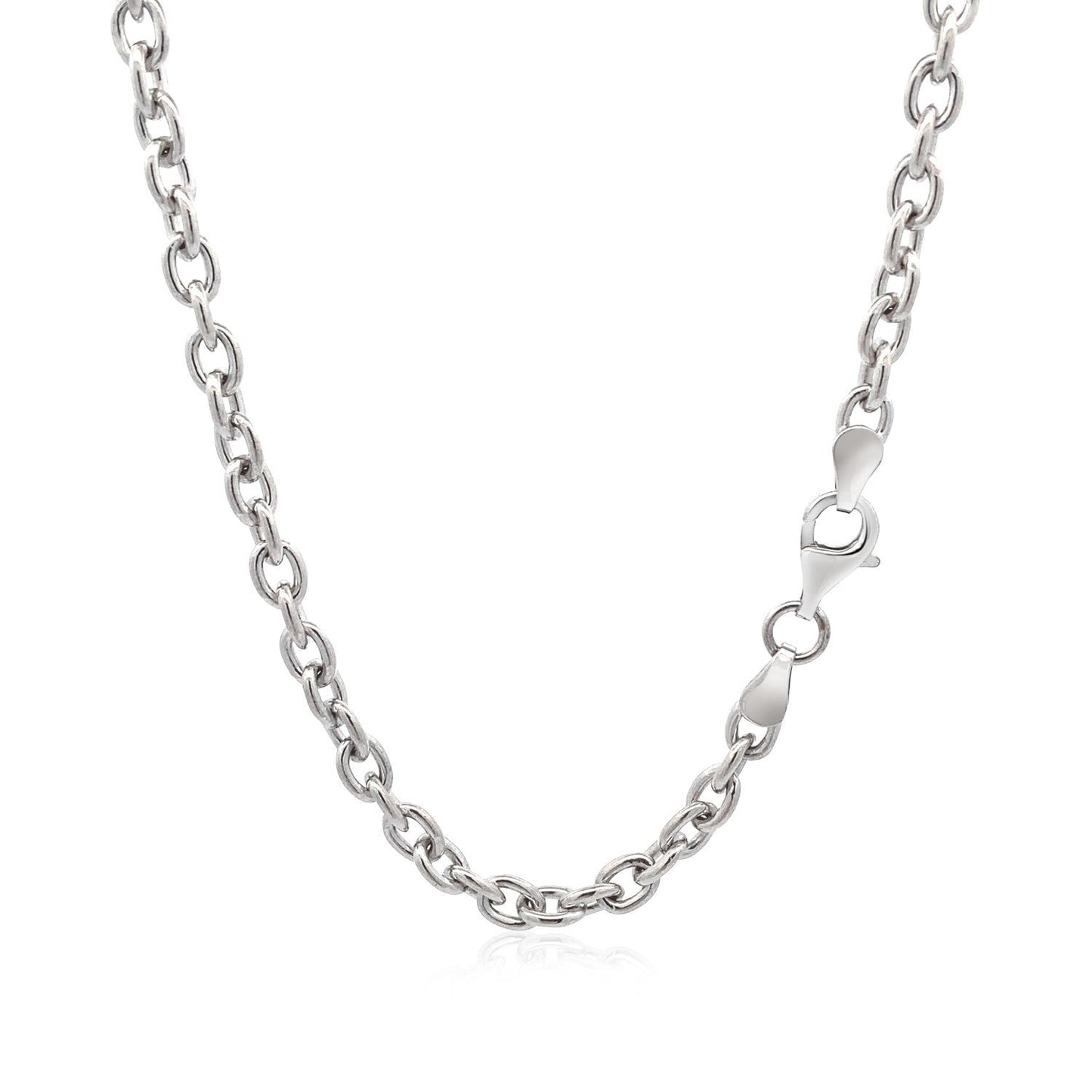 Sterling Silver Rhodium Plated Chain  necklace  with a Flat Heart Motif Station