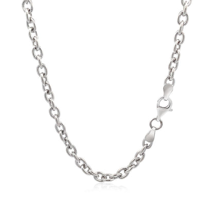 Sterling Silver Rhodium Plated Chain  necklace  with a Flat Heart Motif Station