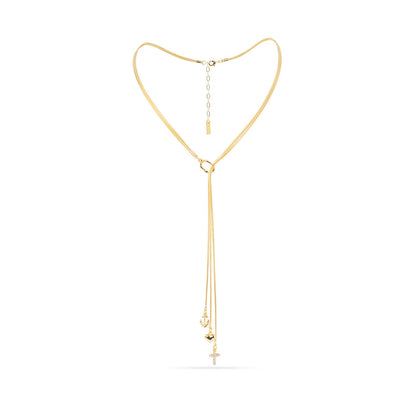 Trinity Necklace -Three Chains with Cross, Heart, and Anchor Charms