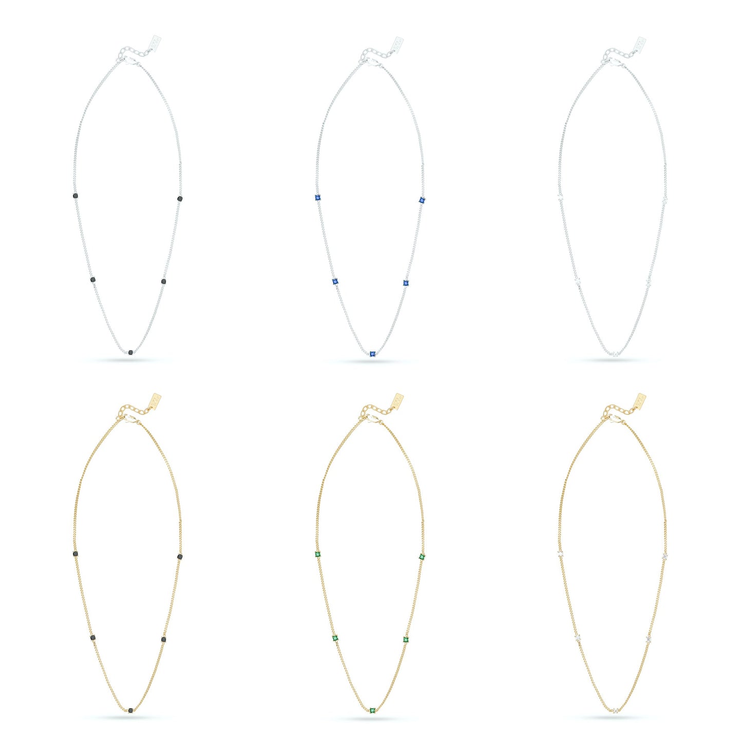 AC Gold Plated Necklace with Colored Zircon Gemstone
