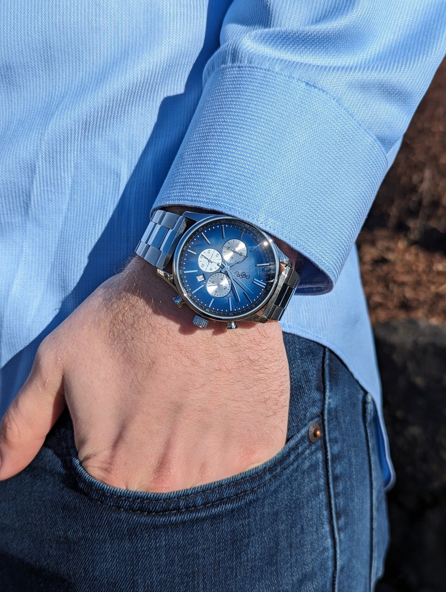 wristwatch Blue Retro Chronograph