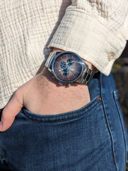 wristwatch Brown Retro Chronograph