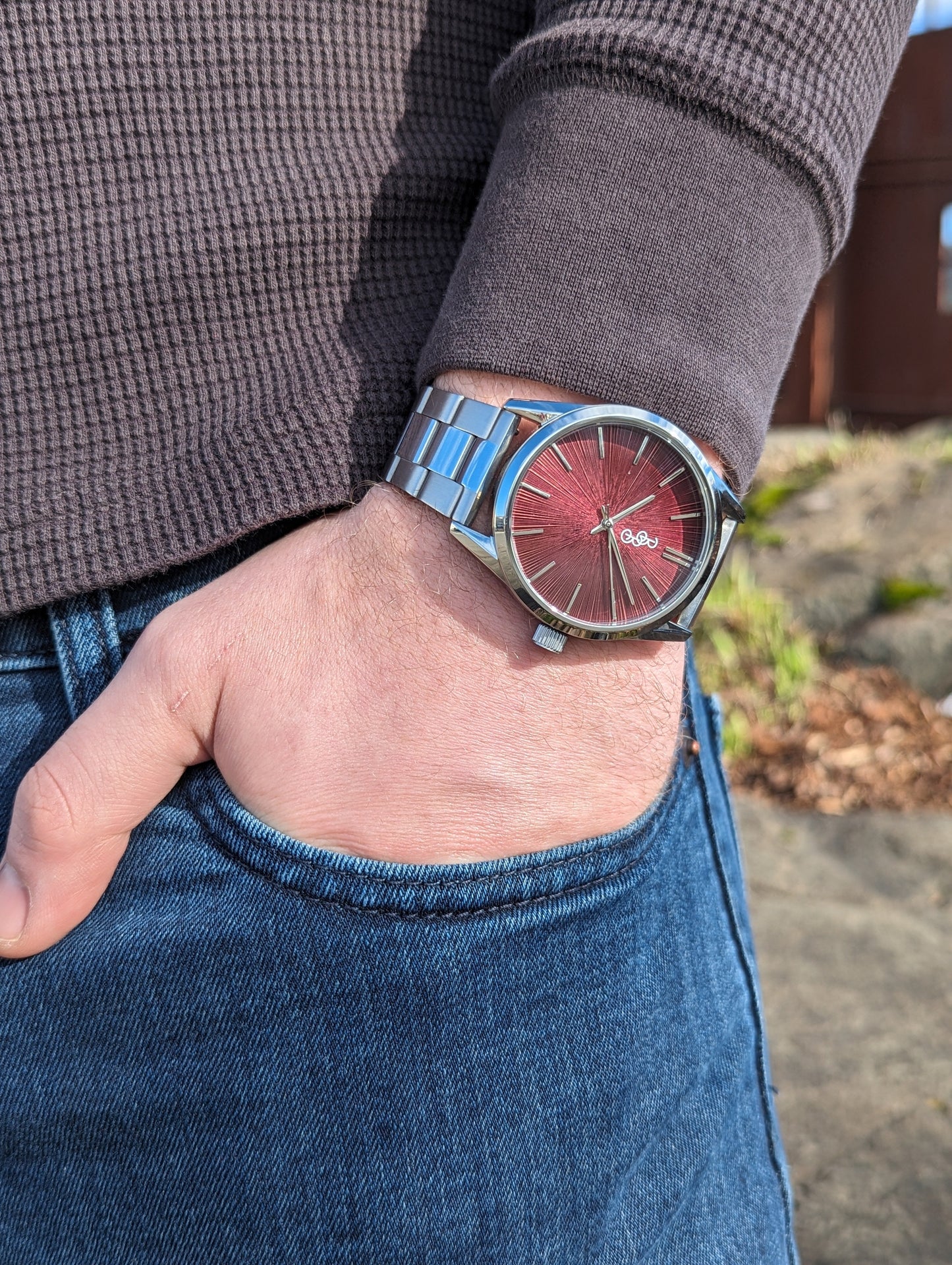 wristwatch Burgundy Sunburst Watch