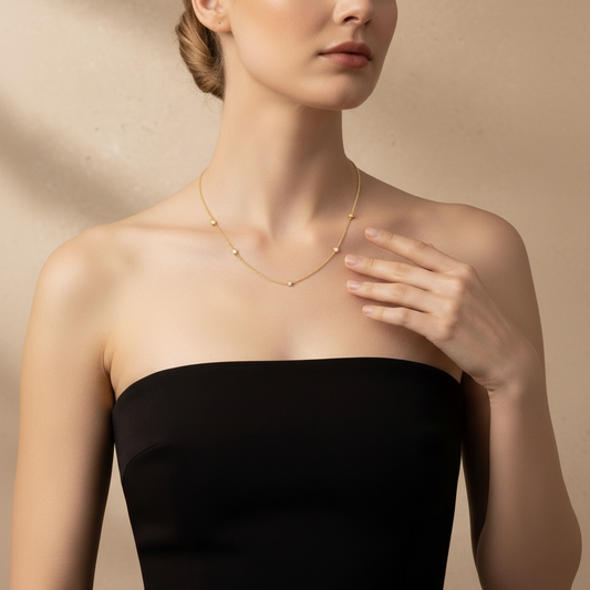 AC Gold Plated Necklace with Colored Zircon Gemstone