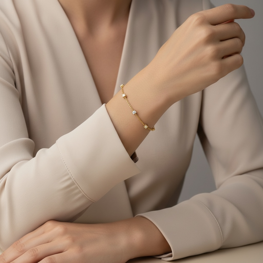 AC Gold Plated Bracelet with Colored Zircon Gemstone