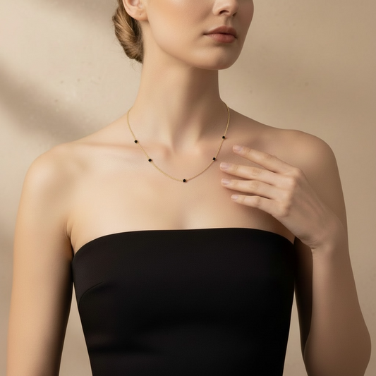 AC Gold Plated Necklace with Colored Zircon Gemstone