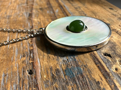 Charms & Pendants jewelry Canadian Jade and Mother of Pearl Pendant - 4118