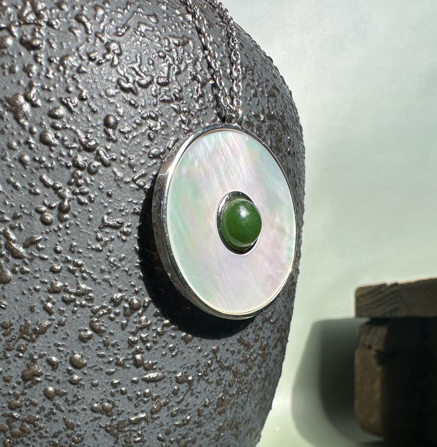 Charms & Pendants jewelry Canadian Jade and Mother of Pearl Pendant - 4118