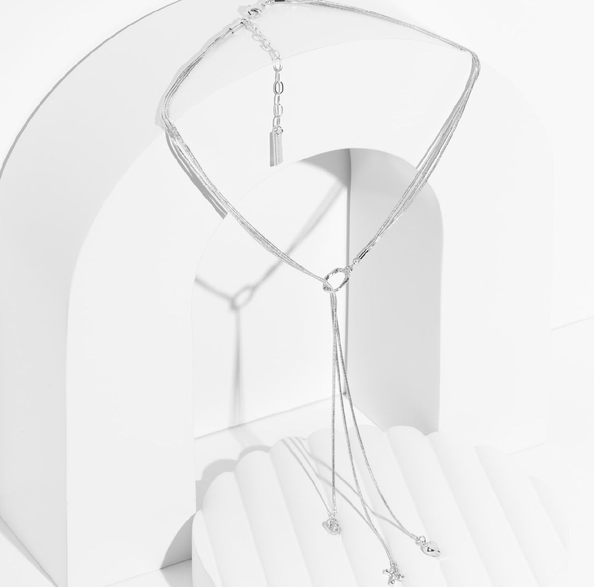 Trinity Necklace -Three Chains with Cross, Heart, and Anchor Charms