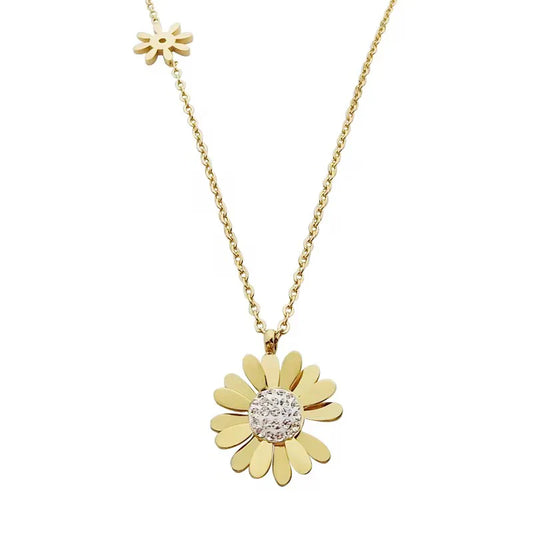 Gold Diamond Daisy Necklace