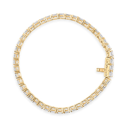IGI Certified 14K Yellow Gold 18 1/2 Cttw Emerald Cut Lab Grown Diamond Tennis Bracelet