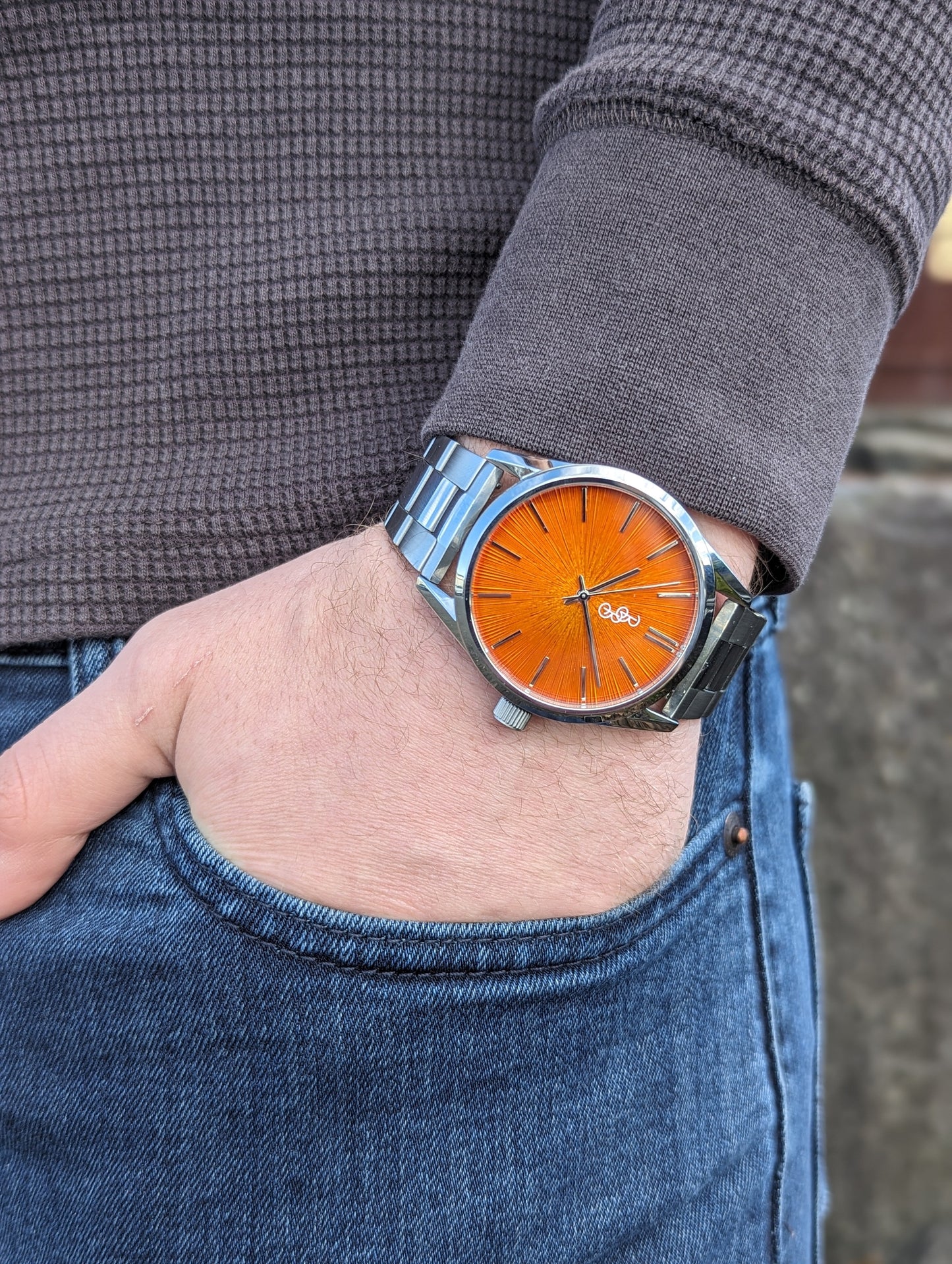 wristwatch Orange Sunburst Watch