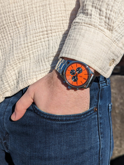 wristwatch Orange and Black Chronograph