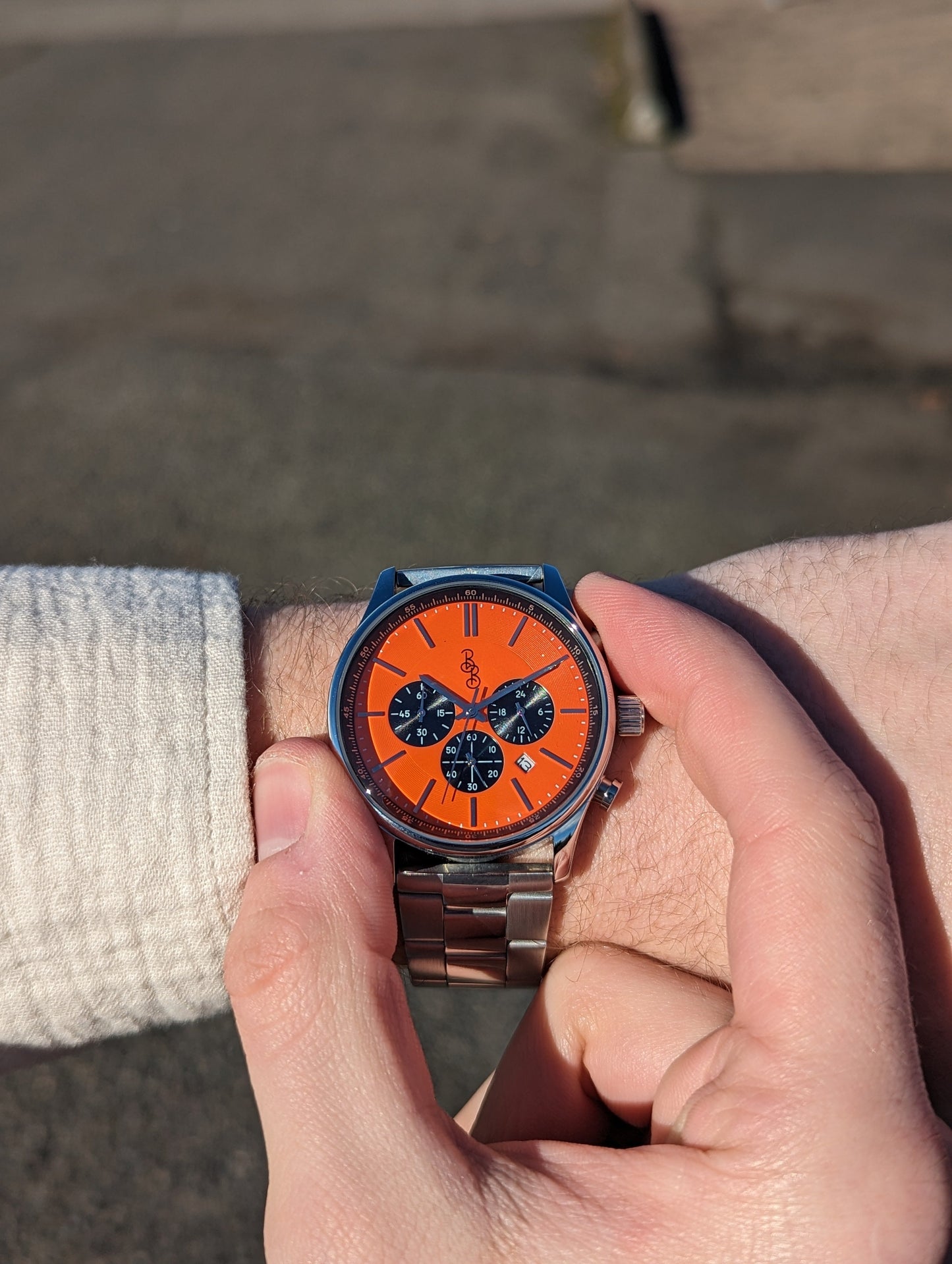wristwatch Orange and Black Chronograph