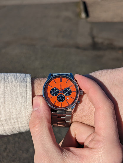 wristwatch Orange and Black Chronograph