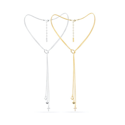 Trinity Necklace -Three Chains with Cross, Heart, and Anchor Charms